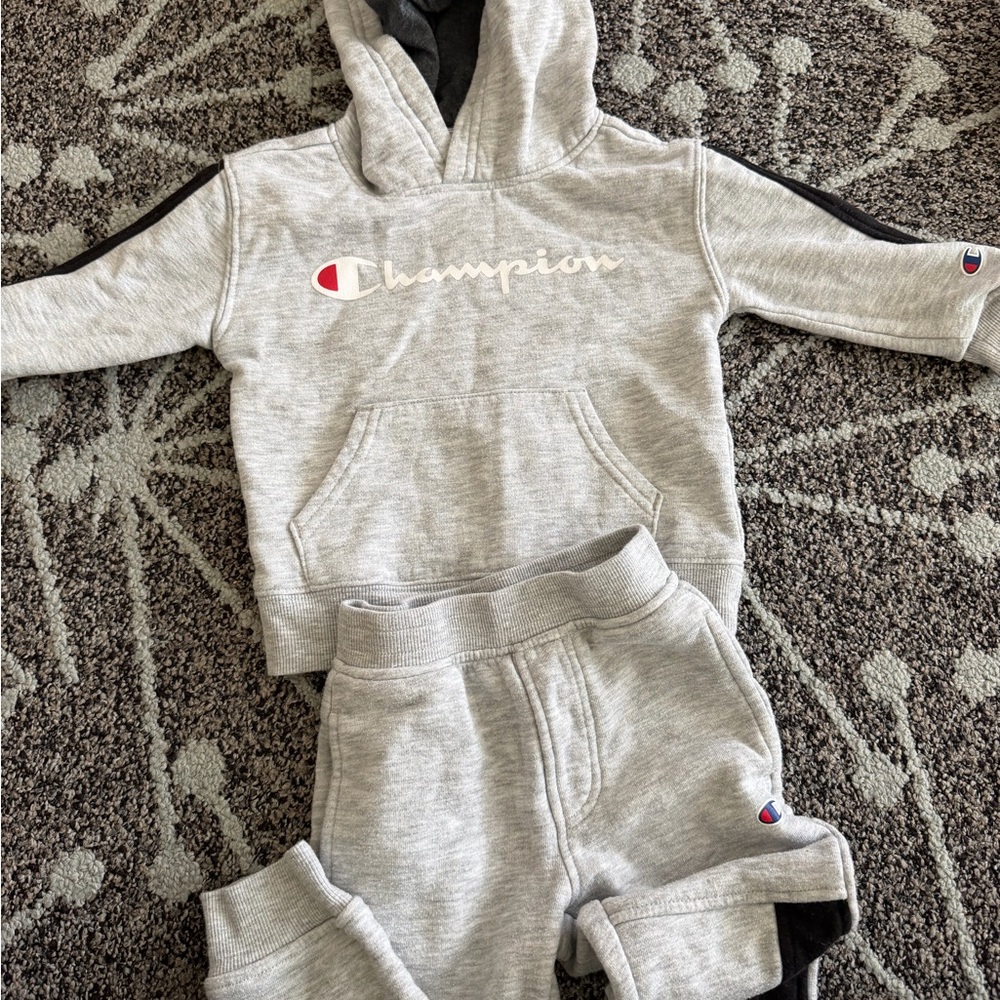 Champion Light Gray Hoodie and Joggers Set